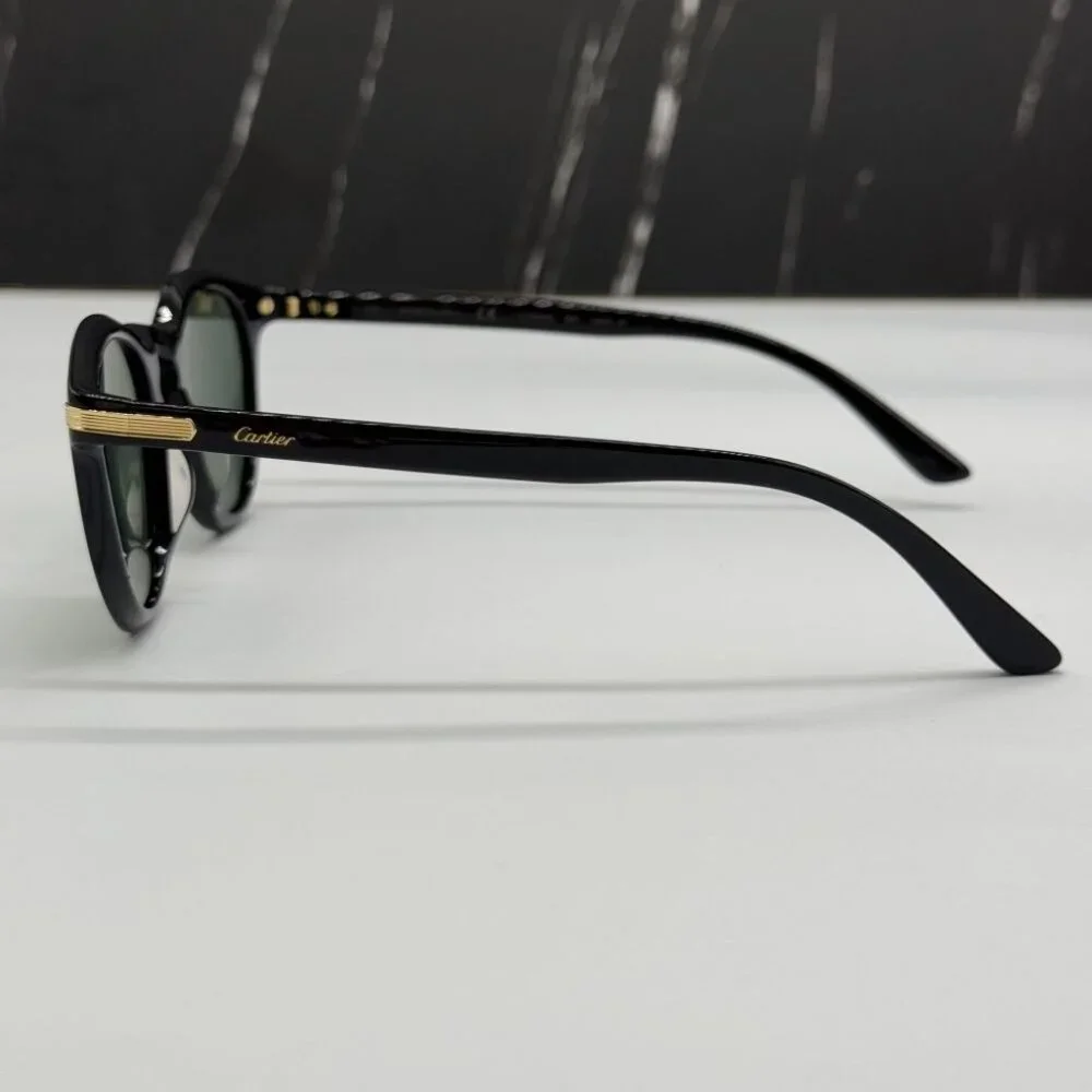 NEW CARTIER SUNGLASSES, ROUND BLACK GREEN EYEWEAR CARTIER CT0010S 004